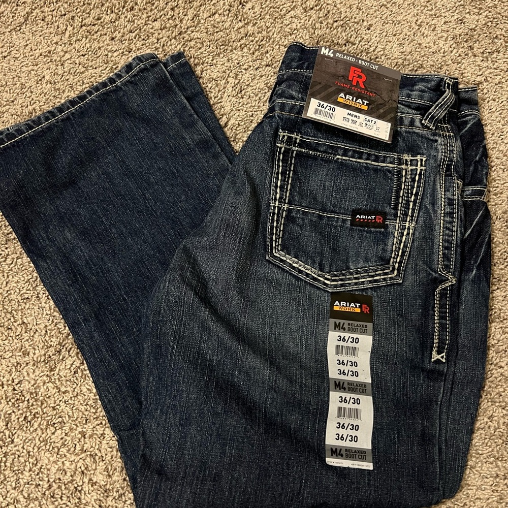 Ariat Work Men's Blue Jeans Boot Cut Flame Resistant  36/30